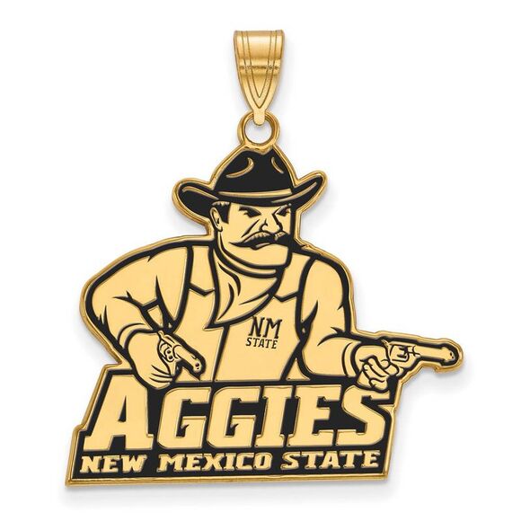 14k Gold Plated Silver New Mexico State XL Enamel Pendant